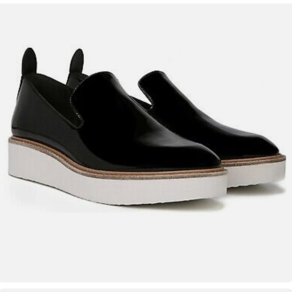 Vince Patent Leather Platform Slip On Sneakers